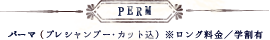PERM　パーマ（プレシャンプー・ブロー込み）